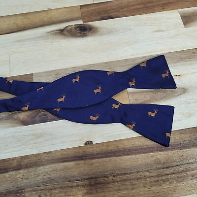 #ad WEMBLEY Mens Bowtie Tie Navy Blue Novelty Deer Print Adjustable Office Tie Size $12.75