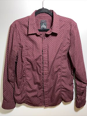 #ad Prana Flip Cuff Shirt M Men Slim fit Purple Floral Organic Cotton India RN124977 $18.00