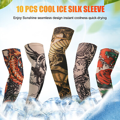 #ad 1 10PCSCooling Arm Sleeves Cover UV Sun Protection Outdoor Sport Summer MenWomen $9.99