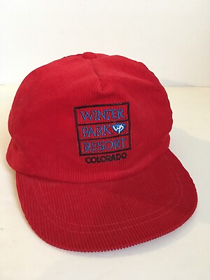 #ad Winter Park Colorado Ski Hat Vtg 1980s Rare SCI Corduroy Red $42.55