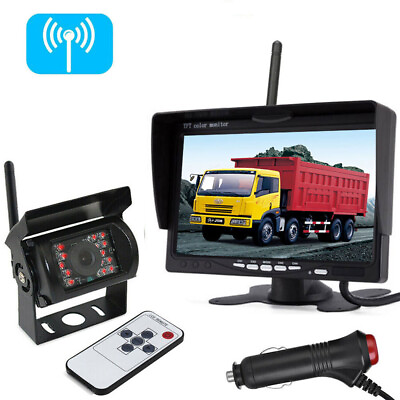 #ad Truck RV Bus RV Wireless Infrared Rear View Backup Camera 7inch Monitoring Kit $56.99