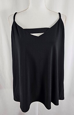 #ad New Bar III Womens Sleeveless Top Black Back Zipper Straps Polyester Spandex 2XL $14.99