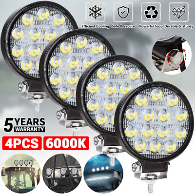 #ad 4 PACK Round 14 LED Fog Lights Bumper Driving Offroad Light Tractor ATV Truck $19.98