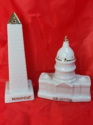 #ad Washington DC Salt and Pepper Ceramic Shakers Capitol and Monument Vintage Japan $22.00