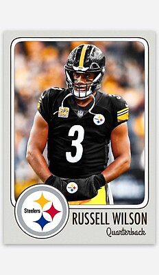 #ad Russell Wilson Custom Pittsburgh Steelers Football Card Limited Edition PRE SALE $9.49
