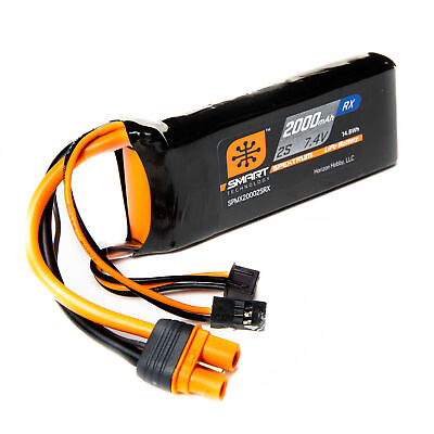 #ad Spektrum SMART 2000mAh 2S 7.4V Smart LiPo Receiver Battery IC3 SPMX20002SRX $29.99