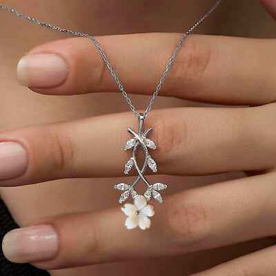 #ad Elegant 925 Silver Filled Necklace Pendant Women Cubic Zircon Wedding Jewelry C $3.54