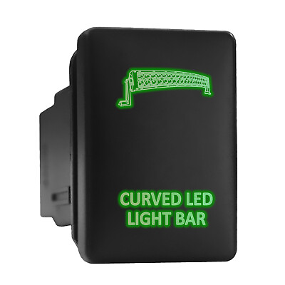 #ad CURVED LED LIGHT BAR Green Backlit Push In Switch 1.28quot;x 0.87quot; Fit: Toyota $10.95