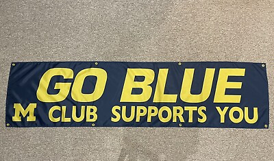 #ad Michigan Wolverines 2x8 Banner Flag GO BLUE Man Cave Blue Maize NCAA $29.99