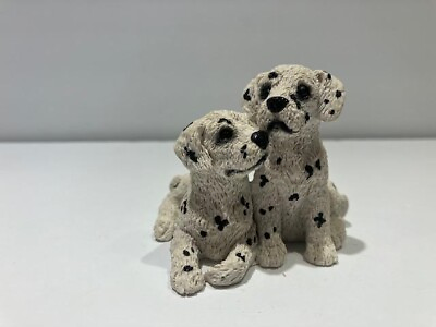 #ad Vintage Stone Critters Dalmation Puppies Puppy Dog Figurine $10.00