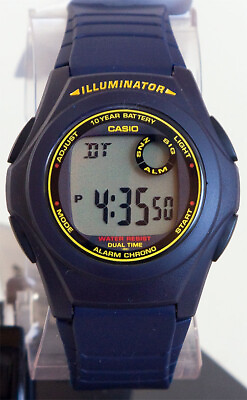 #ad Casio F200W 2B Digital LED Light Watch Blue 2 Time Zones Multi Alarms New $16.25