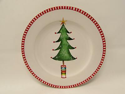 #ad Christmas Jubilee by Oneida Salad Plate Christmas Tree Snow Flakes Red Pink Edge $8.99