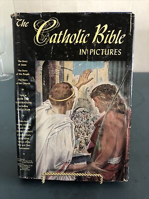 #ad My The Catholic Bible In Pictures 1955 Greystone Press HC DJ $15.00