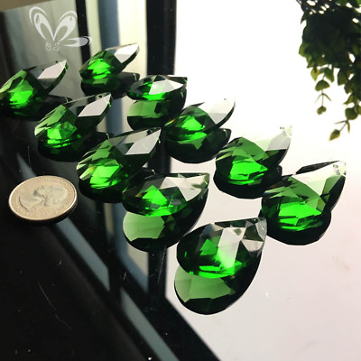 #ad 10Pc Green Magic Angel CRYSTAL Glass Chandelier Prisms Pendant Decor SUNCATCHER $9.67