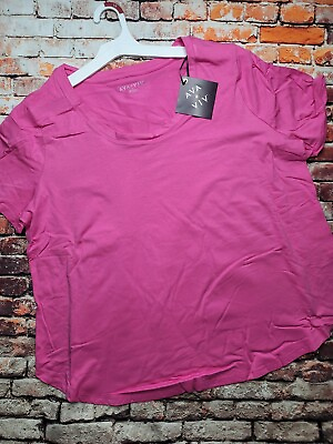 #ad AVA amp; VIV Women#x27;s Plus Hot Pink Short Sleeve Basic T Shirt Top NWT 1X 2X $8.99