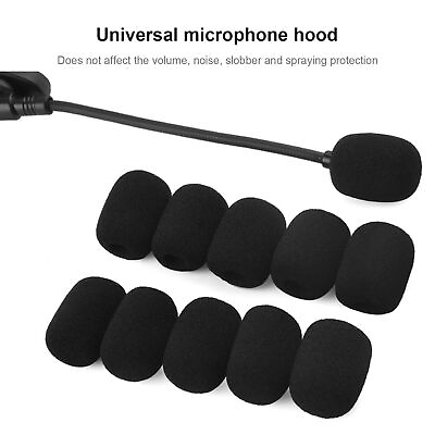 #ad 10pcs Mini Headset Microphone Sponge Foam Windscreen Replacement Mic Cover $8.18