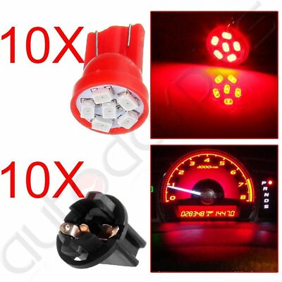 #ad 10x Red T10 194 LED Bulbs 10x 1 2quot; Sockets Instrument Gauge Cluster Dash Light $7.99