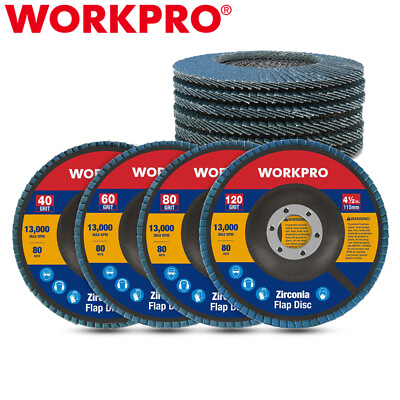 #ad WORKPRO 10PC Flap Disc 4 1 2quot;x7 8quot; Grinding Wheel Sanding Disc 40 60 80 120Grits $20.89