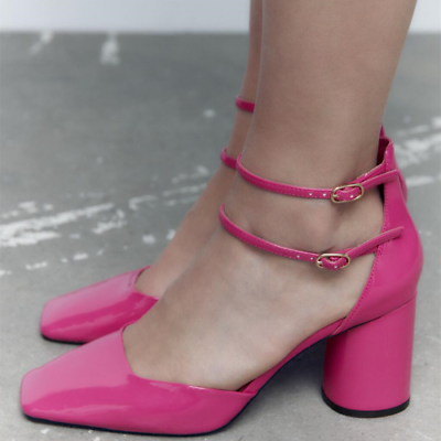 #ad High Heels Women Sandals Ladies Block Heel Double Ankle Strap Shoes Sandals Size $33.81