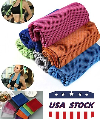 #ad 2PCS Ice Cooling Towel for Sports Workout Fitness Gym Yoga towels USA STOCK $7.47