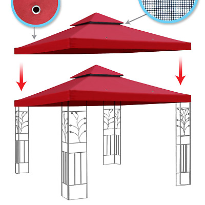 #ad 8#x27;x8#x27; Double Tier Gazebo Replacement Canopy Polyester Water repellent Cover $44.69