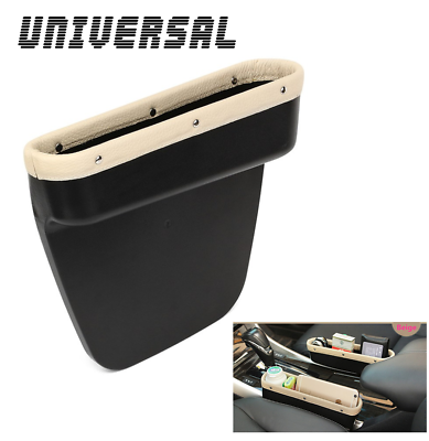#ad 1pcs PU Leather Car Seat Crevice Storage Box Pocket Organizer Box BlackBeige $16.21