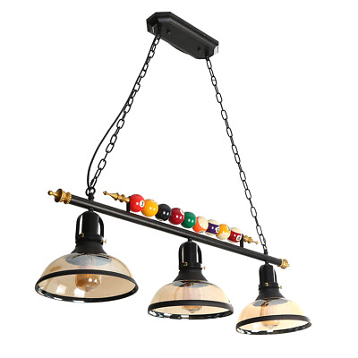 #ad 3 Light Hanging Pool Table Light Billiard Table Light Pendant Lamp Glass Shade $124.99