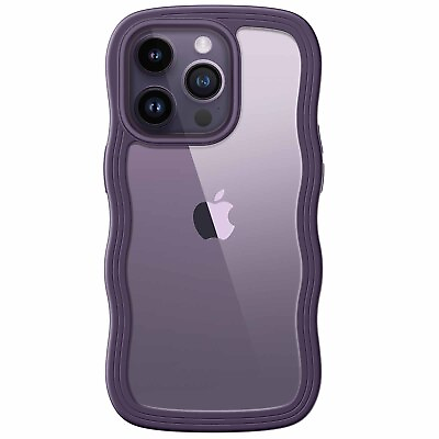 #ad Cute Case for iPhone 14 Pro MaxWave Frame Curly Shape Cover for Women and Girls $13.99