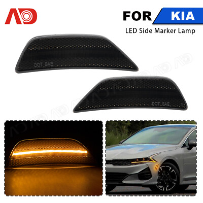 #ad For 2021 up Kia K5 Smoked Amber LED Front Bumper Side Marker Light Assembly Hot $39.59