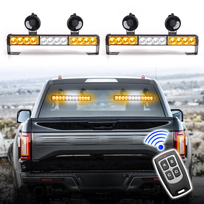 #ad #ad Amber White Mix LED Flashing Emergency Traffic Warning Wireless Remote Light Bar $52.43