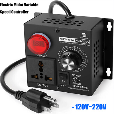 #ad AC 120V 220V 4000W SCR Motor Speed Controller Volt Regulator Thermostat Dimmer $28.49