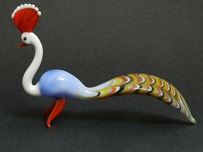#ad Hand Blown Glass Art Figurine Peacock # 6636 $25.75