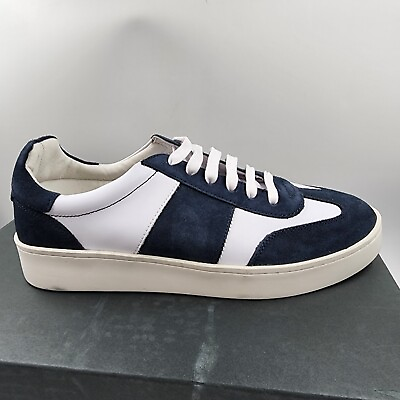 #ad The Mens Store Bloomingdales T Toe Leather Suede Lace Up Sneakers 9.5 White Navy $42.53