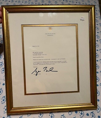 #ad Signed Letter President George W Bush 2001 White House Stationary Framed $49.00