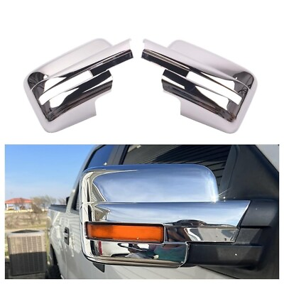 #ad 2PCS Chrome Full Mirror Covers For 09 14 Ford F 150 W Turn Signal Light Hole $39.95