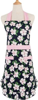 #ad Lovely Apron for Women with Adjustable Neck Strap 2 Pockets and 41.5” Long Ties $11.25