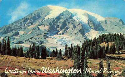 #ad Greetings From Mount Rainier 1968 Washington WA Chrome VTG P116 $5.59