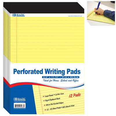 #ad 12 Ct Legal Note Pads Wide Ruled Pad Writing 8.5 x 11 Canary Yellow 50 Sheets $34.56