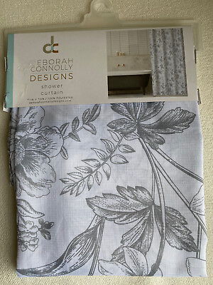 #ad Deborah Connolly Designs Shower Curtain With Hooks 71” x 72” Floral Polyester $21.95