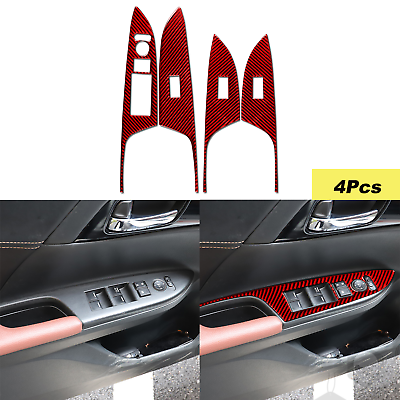 #ad Red Carbon Fiber Window Lift Switch Panel Cover Trim For Honda Accord 2014 17 $23.74