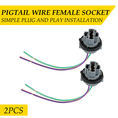 #ad Pigtail Female Wire 7440 Socket T20 Two Harness Front Turn Signal Universal 2pcs $10.19