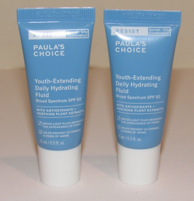 #ad 2 Paula#x27;s Choice Resist Youth Extending Daily Hydrating Fluid SPF 50 1 Oz TOTAL $16.90