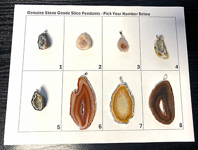 #ad Agate Quartz Slice Druzy Geode Stone Pendant Necklace Reiki Jewelry Pick Number $18.99