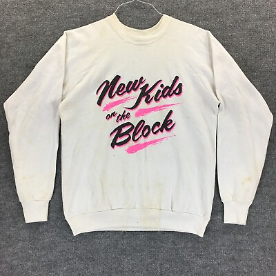 #ad Vintage New Kids On The Block Sweater Mens Extra Large Screen Stars Concert Band $39.97