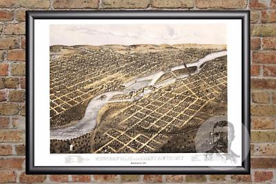 #ad Vintage Minneapolis MN Map 1867 Historic Minnesota Art Victorian Industrial $59.99