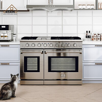 #ad CASAINC 48in Gas Range Stove Stainless Steel Freestanding Duble Oven 6 Burners $2959.00
