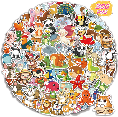 #ad **NEW 300 Pcs Cute Animal Stickers for Kids Waterproof Vinyl Hydroflask.. $6.30