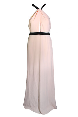 #ad Jill Stuart Pink Black Colorblocked Keyhole Halter Gown 14 $62.99