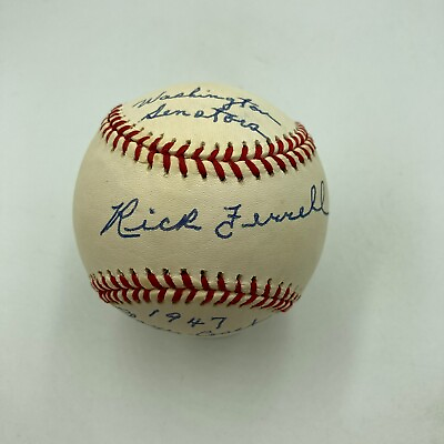 #ad Rick Ferrell Full Name Signed Heavily Inscribed American League Baseball JSA COA $199.00