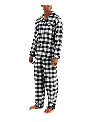 #ad FAMILY PJs Mens Black Plaid Band Up Top leg Pants Flannel Pajamas M $8.99